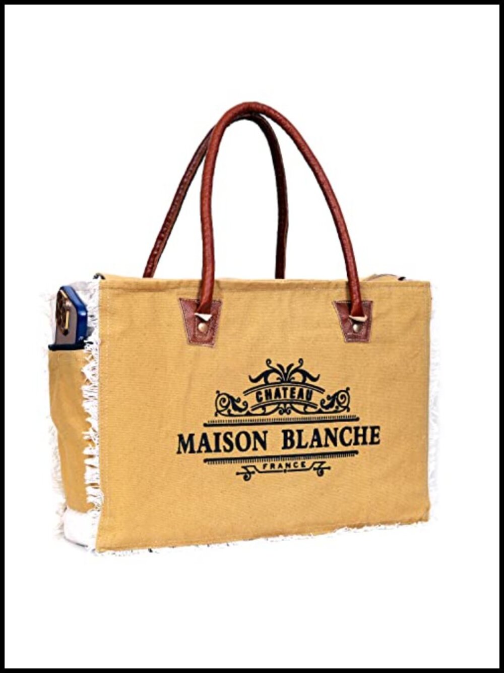 Canvas & Cowhide Leather Tote Bag, Upcycled Handbag, Messenger Style